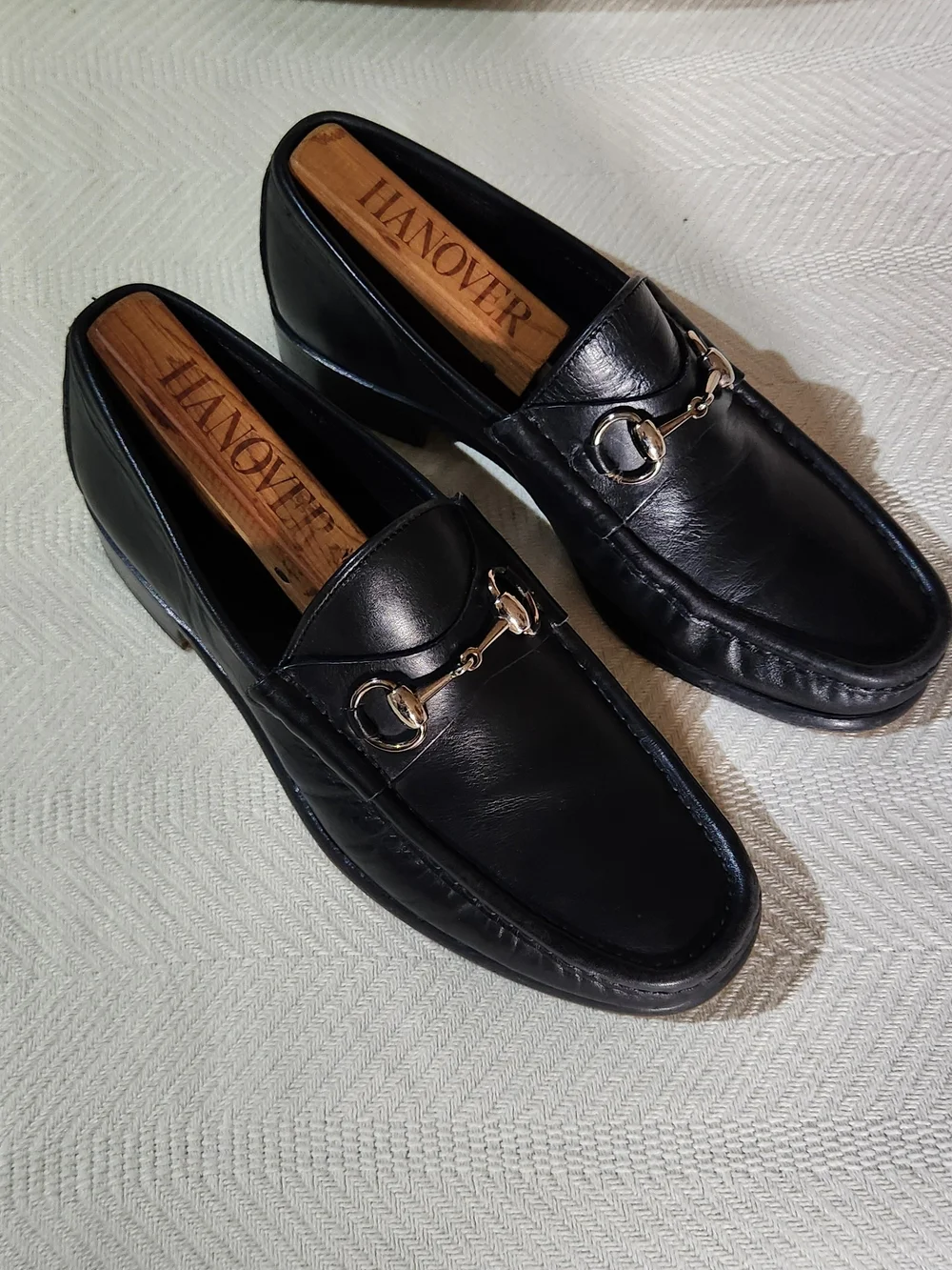 Gucci Black Leather Horsebit Loafers